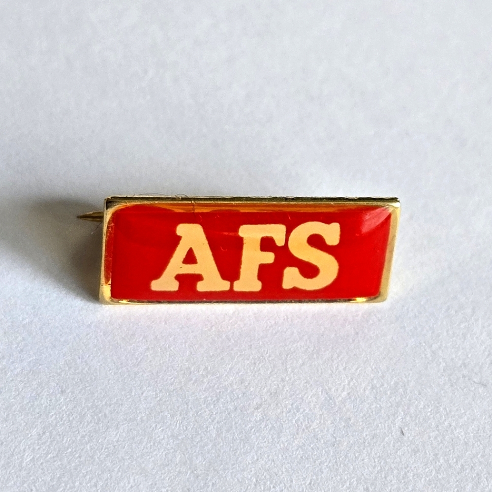 Tiny vintage AFS pin lapel brooch letters monogram gold tone